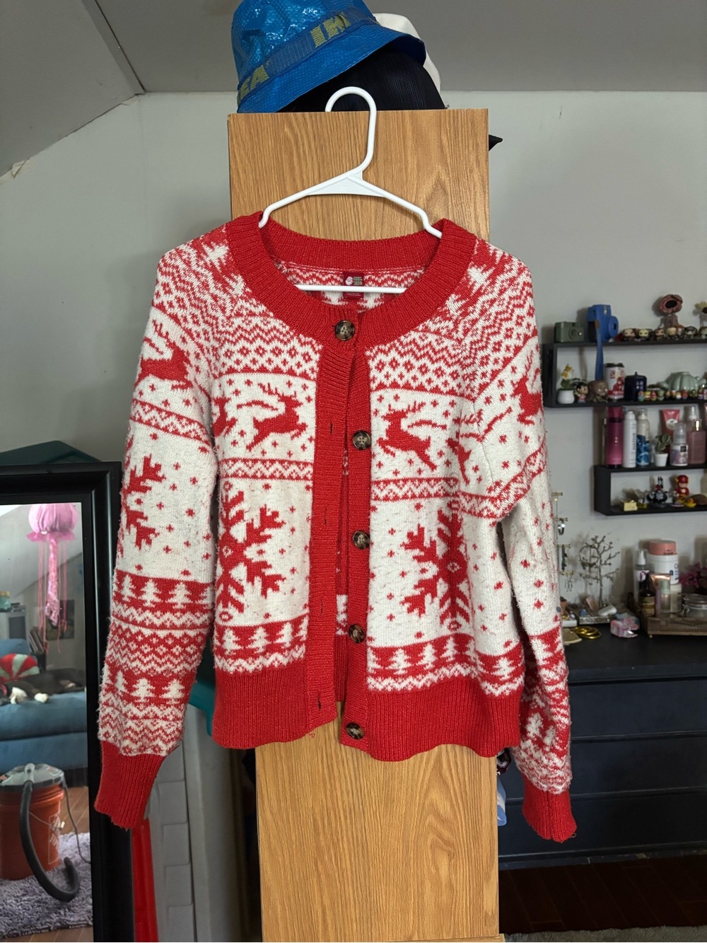 Red & Cream Festive Christmas Knit Cardigan Sweater